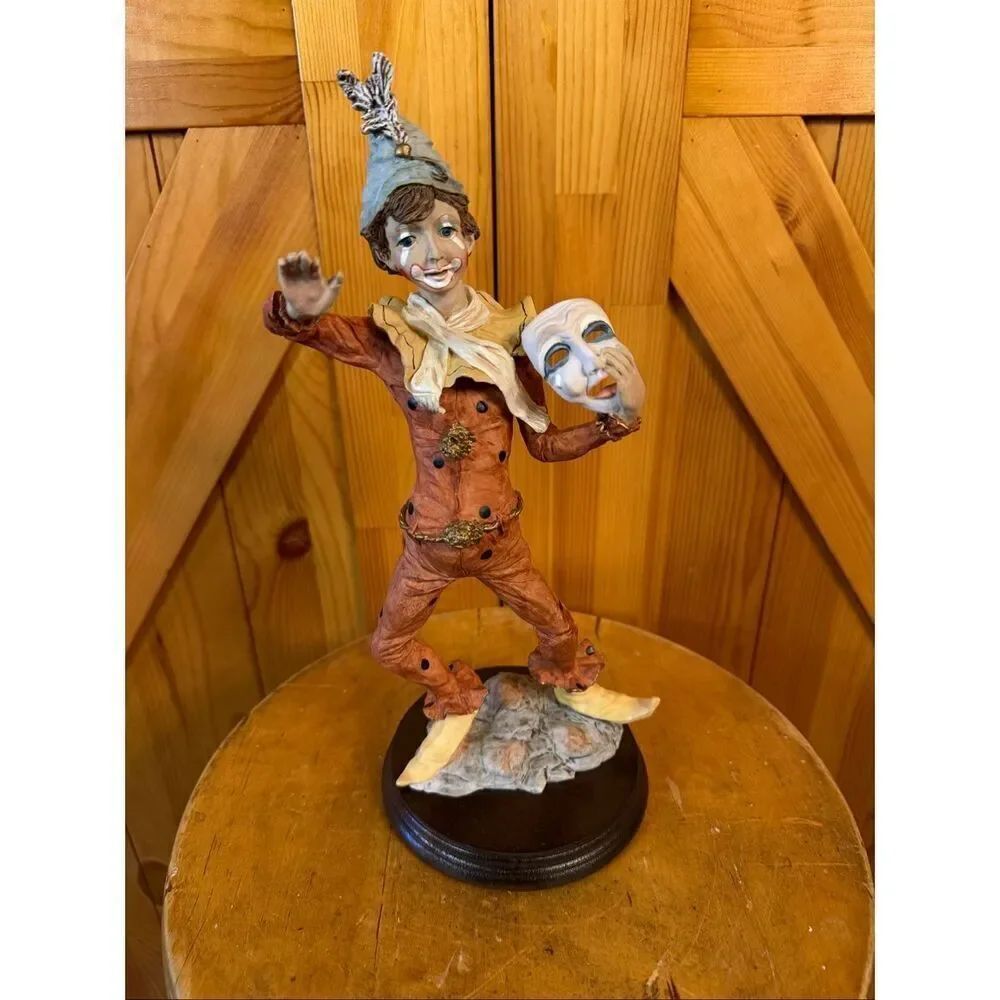 Vtg Duncan Royale Collectors Edition Hand Painted "Mask Of Clown" Statue (6773)